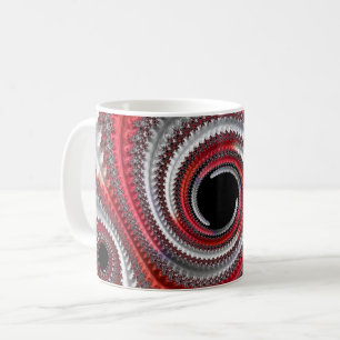 Abstrakt Red and Black Gradient Spiral Fractal Kaffemugg