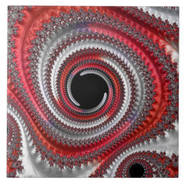 Abstrakt Red and Black Gradient Spiral Fractal Kakelplatta