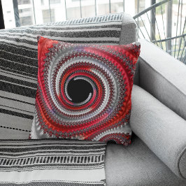Abstrakt Red and Black Gradient Spiral Fractal Kudde