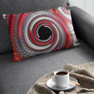 Abstrakt Red and Black Gradient Spiral Fractal Lumbarkudde