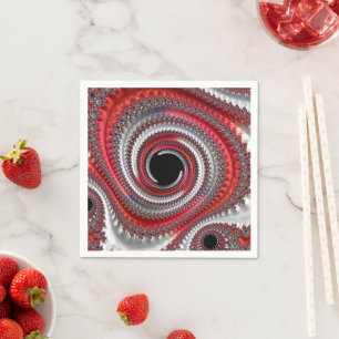 Abstrakt Red and Black Gradient Spiral Fractal Pappersservett