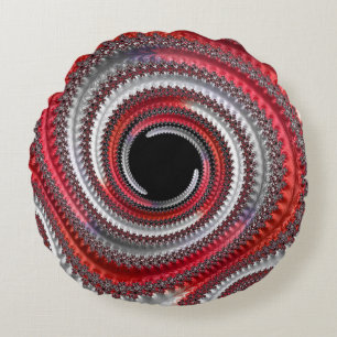 Abstrakt Red and Black Gradient Spiral Fractal Rund Kudde