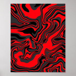Abstrakt Red and Black Swirl Poster