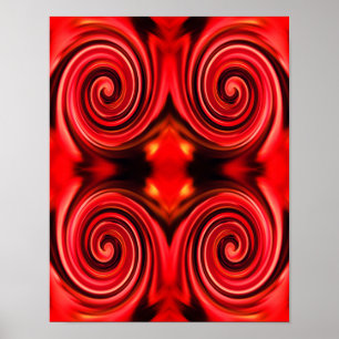 Abstrakt Red and Gult Swirls Färg Poster