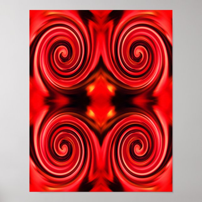 Abstrakt Red and Gult Swirls Färg Poster (Framsidan)