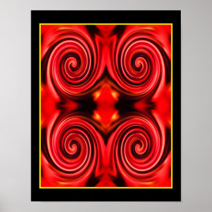 Abstrakt Red and Gult Swirls Färg Poster