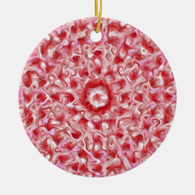 Abstrakt Red and Rosa Swirls Ornament (Framsidan)