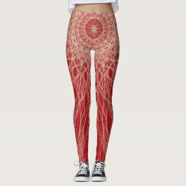 Abstrakt Red and white Spiral Spidery Linjer Leggings