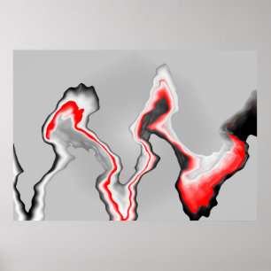 Abstrakt Red Black and white wave, zigzag mönster Poster