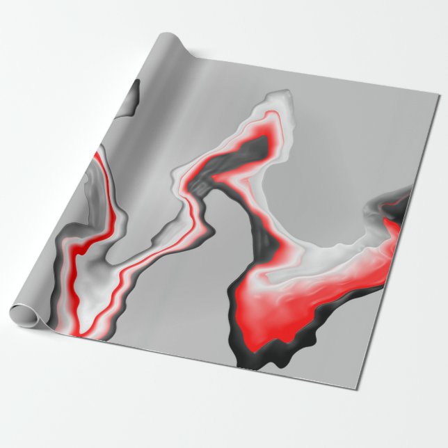 Abstrakt Red Black and white wave, zigzag mönster Presentpapper (Utrullad)