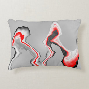 Abstrakt Red Black and white wave, zigzag mönster Prydnadskudde