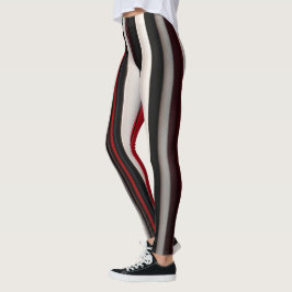 Abstrakt Red Black Linjer Trendig Collection Leggings