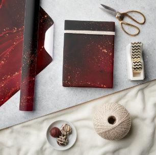 Abstrakt Red, Black och Guld Faux Presentpapper