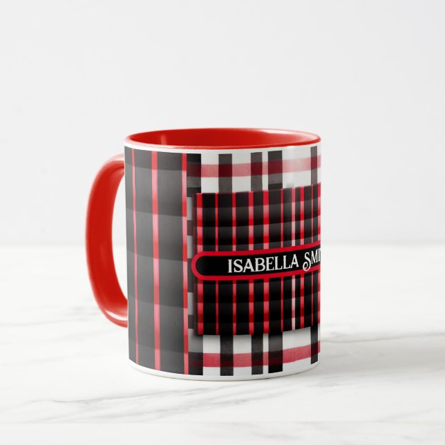 Abstrakt Red Black Play Modern Collection Mugg (Framsida vänster)