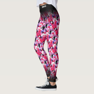 Abstrakt Red Black Stänk Mönster Design Leggings