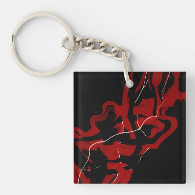 Abstrakt Red Black White Paint Pour Fluid Art (Framsidan)