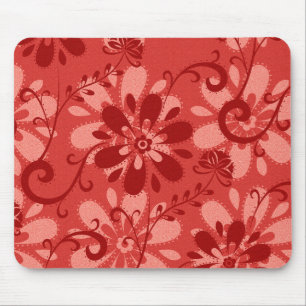 Abstrakt Red Blommigt Musmatta