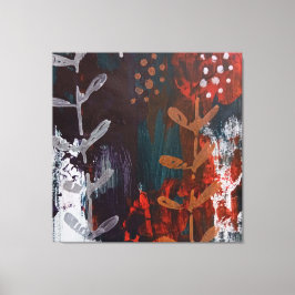 Abstrakt Red, Blue, Earth Tones med grönsaksaccen Canvastryck