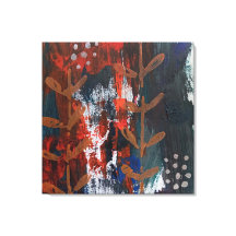 Abstrakt Red, Blue, Earth Tones med Vegetal Eleme