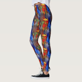 Abstrakt Red Blue Gult och Grönt Mönster Leggings