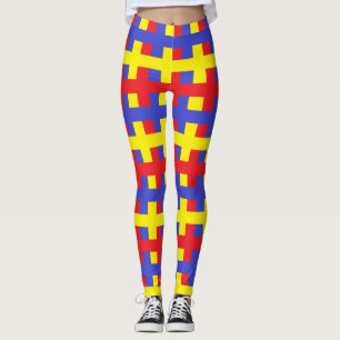 Abstrakt Red, Blue och Gult Leggings