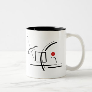 Abstrakt Red Boll & Linjer Teckning 2-tonkaffe Två-Tonad Mugg