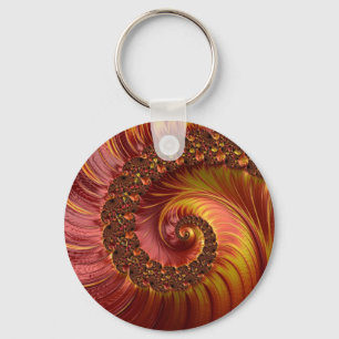Abstrakt Red Fiery Spiral Fractal Nyckelring