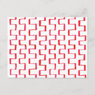 Abstrakt Red Geometric Painting Mönster Vykort