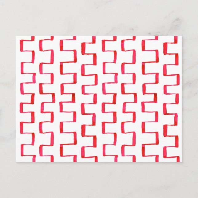Abstrakt Red Geometric Painting Mönster Vykort (Framsida)