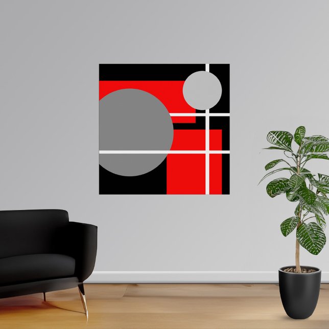 Abstrakt Red Grått Black White Poster (Abstract Red Gray Black White Poster from Abstract Poster Prints. Choose your size.)