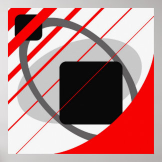 Abstrakt Red Grått Off-White Black AP0002 Poster