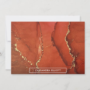 Abstrakt Red & Guld Alcohol Bläck Liquid Art Tack Kort