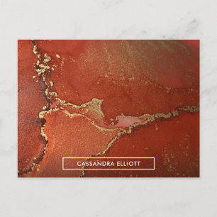 Abstrakt Red & Guld Alcohol Bläck Liquid Art Vykort