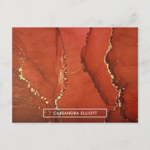 Abstrakt Red & Guld Alcohol Bläck Liquid Art Vykort