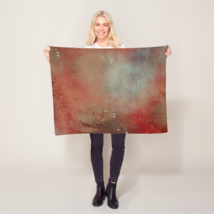 Abstrakt Red Guld Blue Art Fleecefilt
