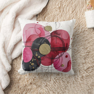 Abstrakt Red & Guld Circle Art Cushion Kudde