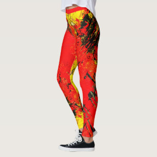 Abstrakt Red Gult Black Shiny Girly Chic Mode Leggings