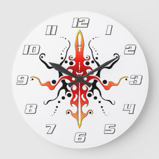 Abstrakt Red Mask Tribal Tattoo Design Stor Klocka