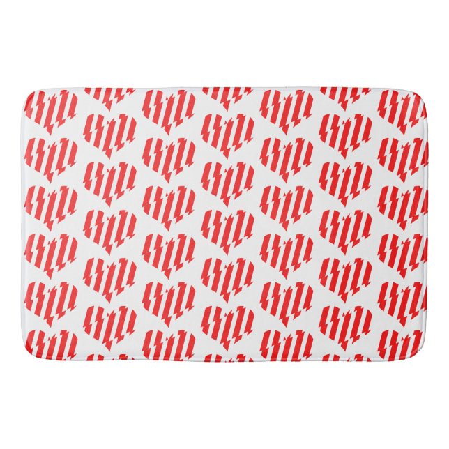 Abstrakt Red n White Rand Valentine Heart Badrumsmatta (Framsidan)