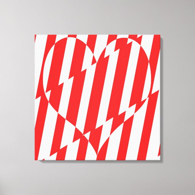 Abstrakt Red n White Rand Valentine Heart Canvastryck (Framsida)