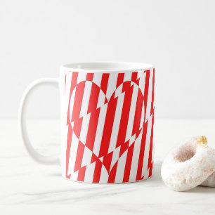 Abstrakt Red n White Rand Valentine Heart Kaffemugg