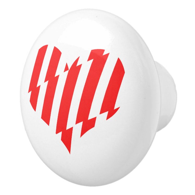 Abstrakt Red n White Rand Valentine Heart Knopp (Höger)
