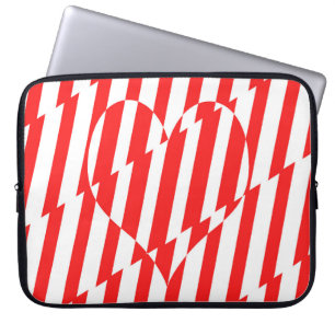 Abstrakt Red n White Rand Valentine Heart Laptop Fodral