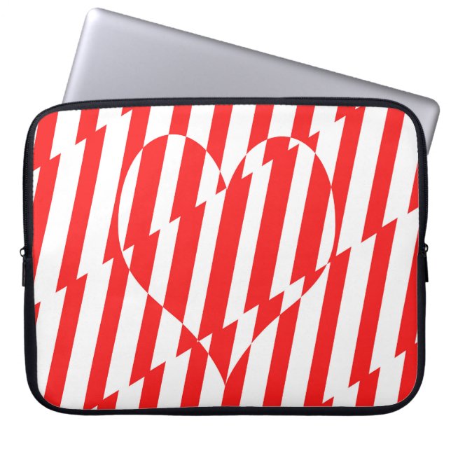 Abstrakt Red n White Rand Valentine Heart Laptop Fodral (Framsidan)