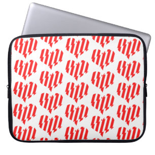 Abstrakt Red n White Rand Valentine Heart Laptop Fodral