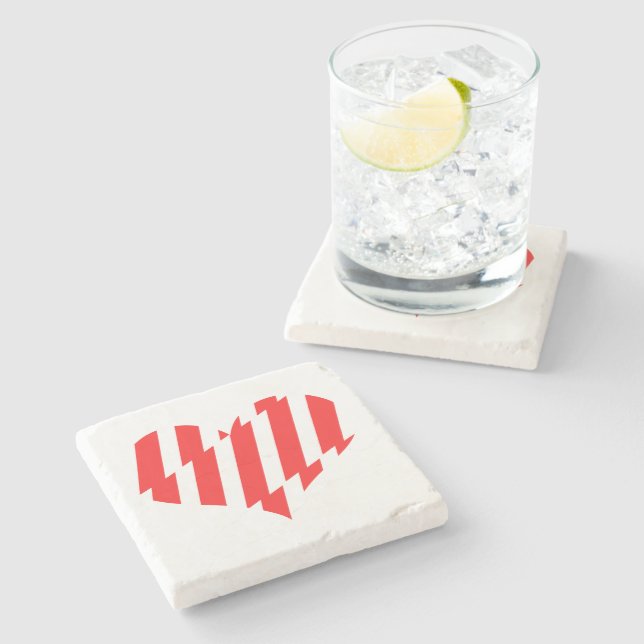 Abstrakt Red n White Rand Valentine Heart Stenunderlägg (Sidan)