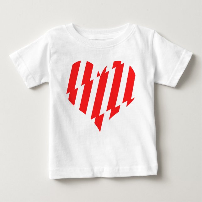 Abstrakt Red n White Rand Valentine Heart T Shirt (Framsida)