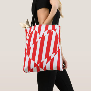 Abstrakt Red n White Rand Valentine Heart Tygkasse
