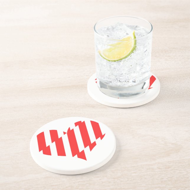 Abstrakt Red n White Rand Valentine Heart Underlägg (Sidan)