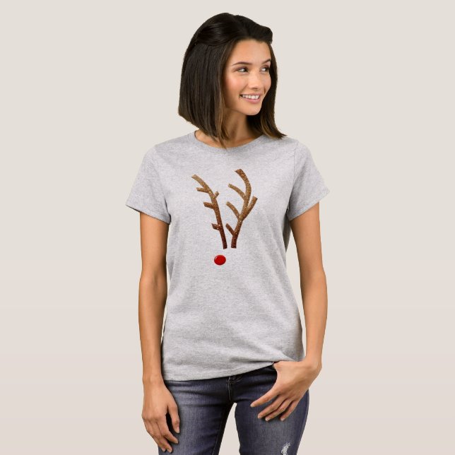 Abstrakt Red-Nposed Reindeer Funny jul Tee (Hel framsida)